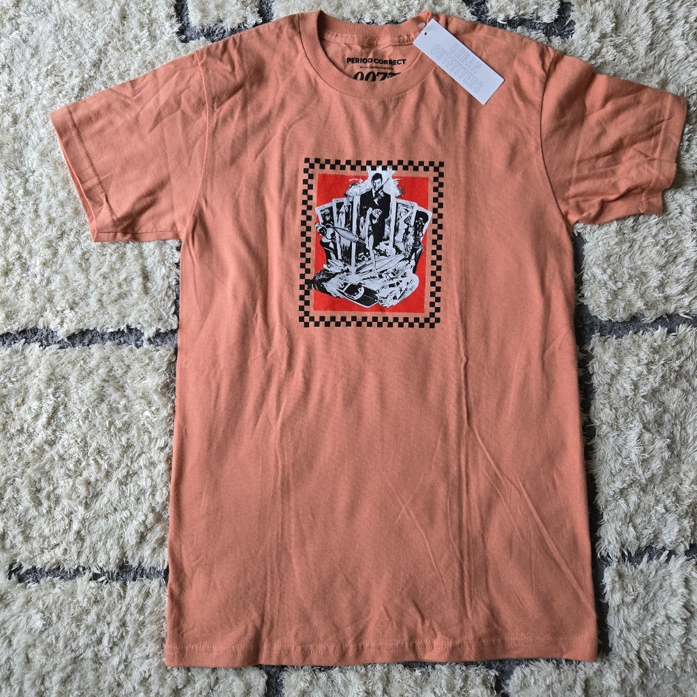 Urban Outfitters Orange - Coral Cotton Graphic 007 Shirt Small